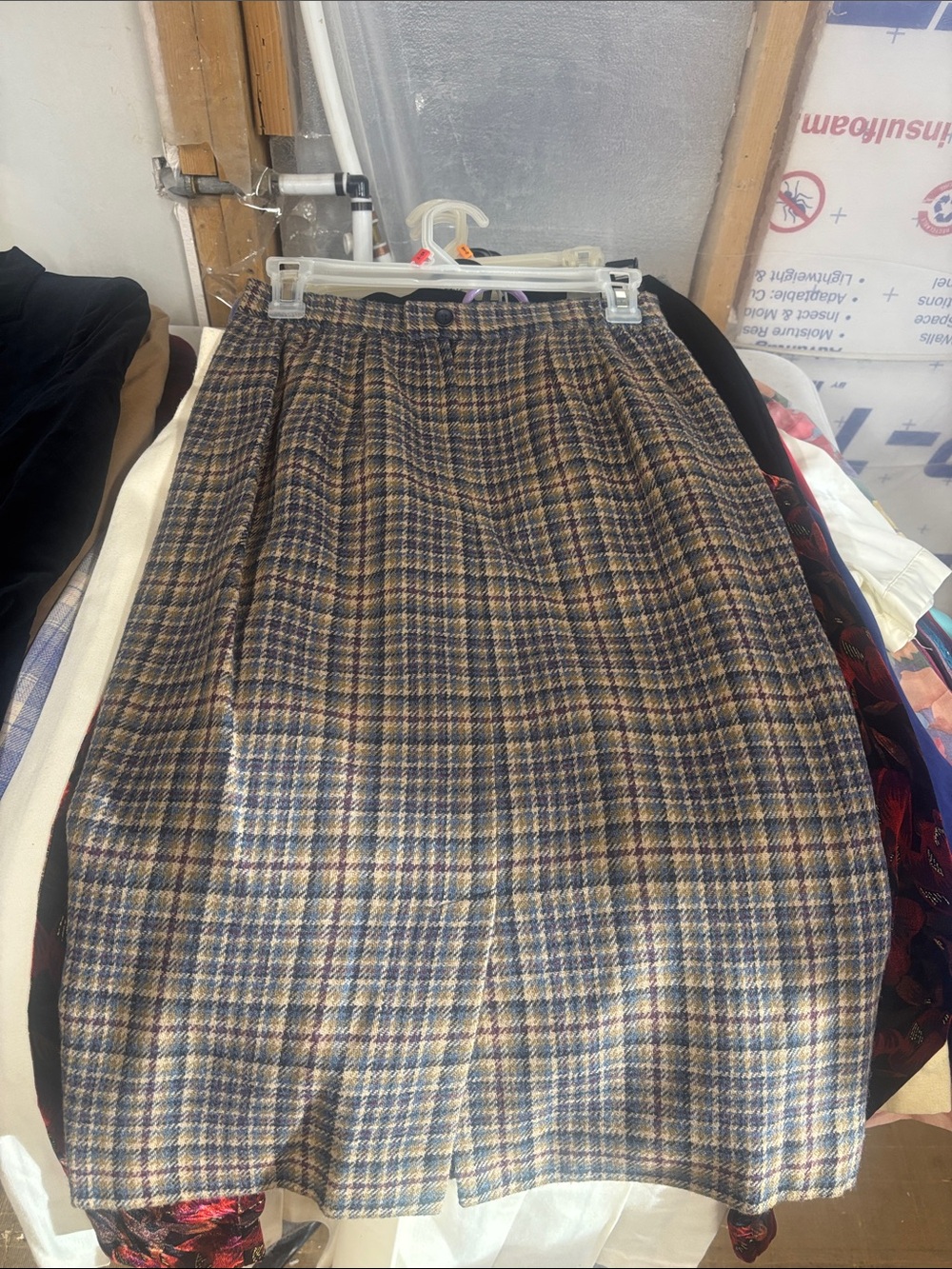 Worthington Plaid Midi Skirt in Brown and Blue